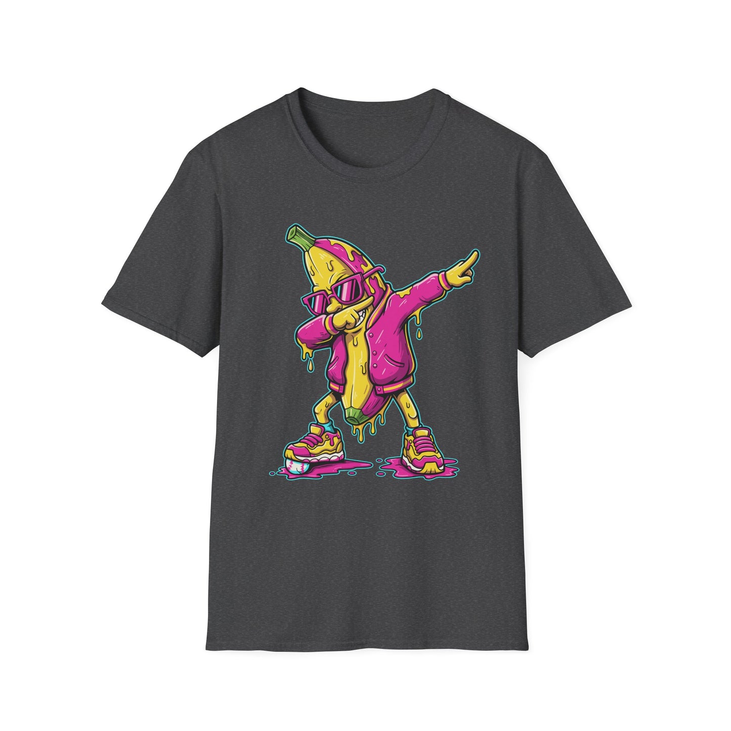 Dabbing Banana Baseball Pink Drip Art T-Shirt