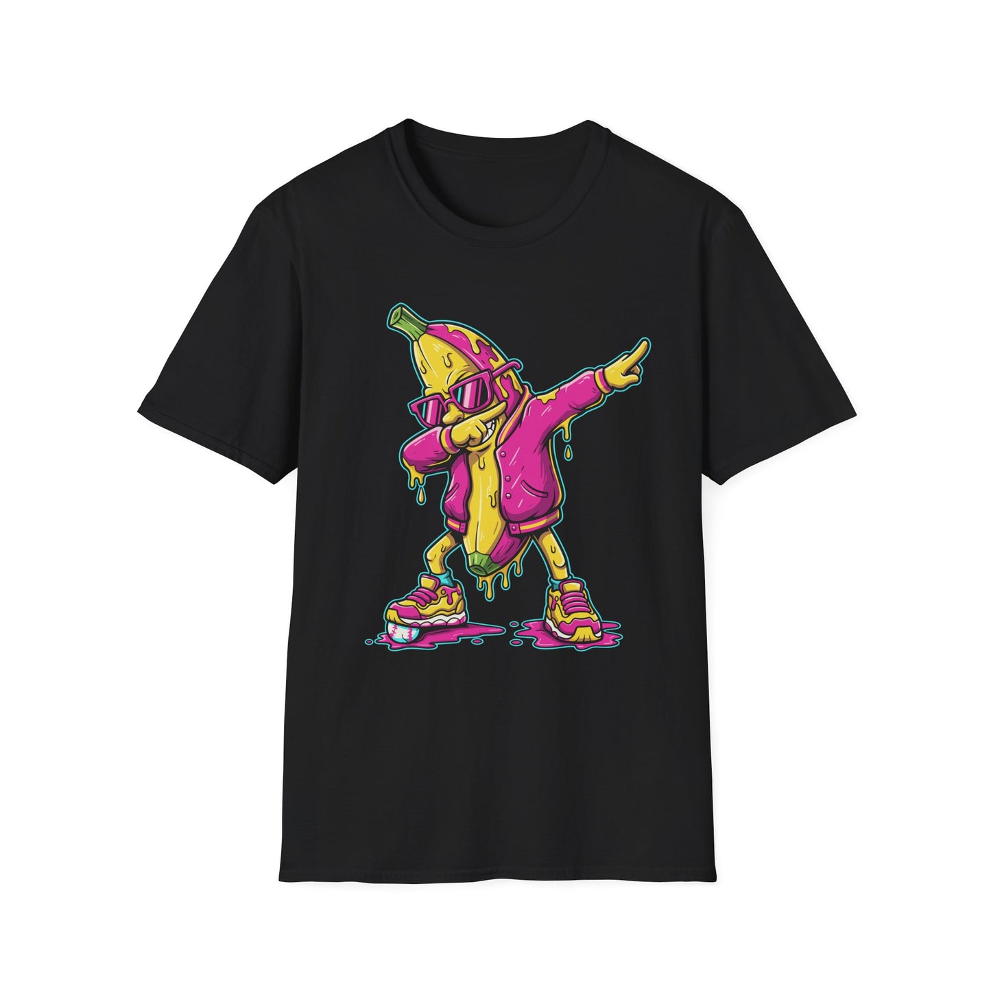 Dabbing Banana Baseball Pink Drip Art T-Shirt