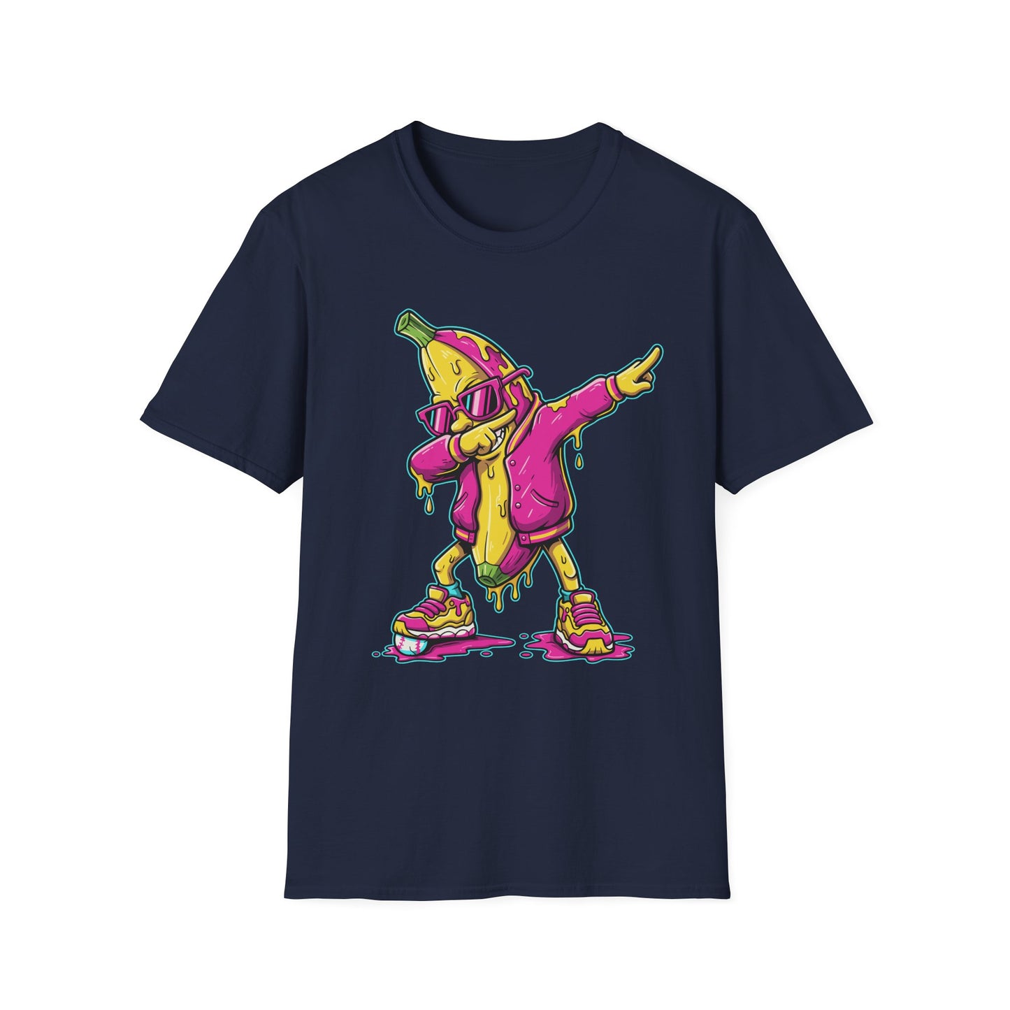 Dabbing Banana Baseball Pink Drip Art T-Shirt
