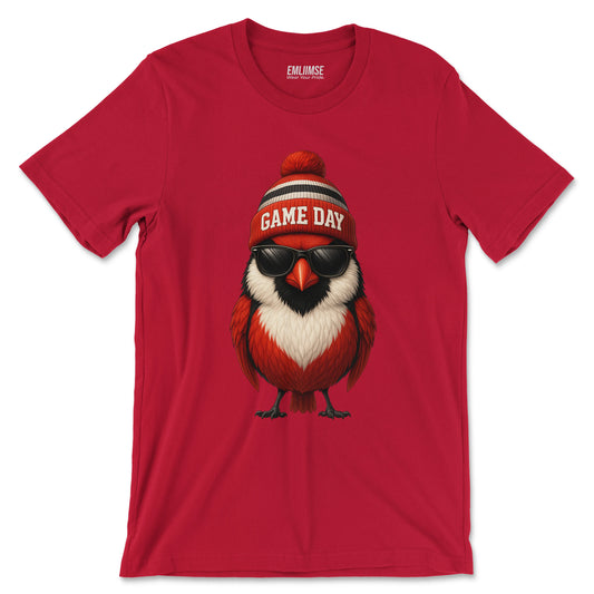Cute Red Cardinal Bird Game Day T-Shirt