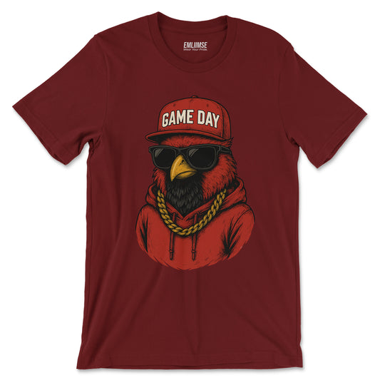 Cool Red Cardinal Bird Game Day T-Shirt