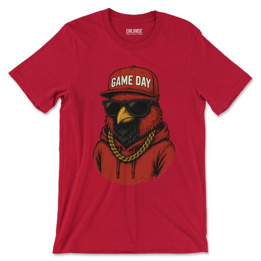Cool Red Cardinal Bird Game Day T-Shirt