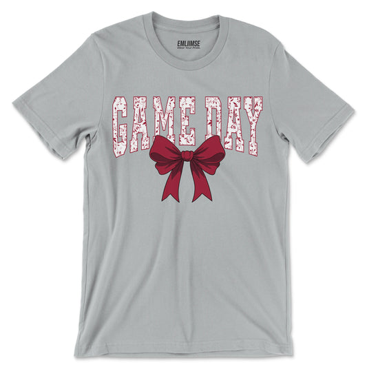 Floral Game Day Red Coquette Bow T-Shirt