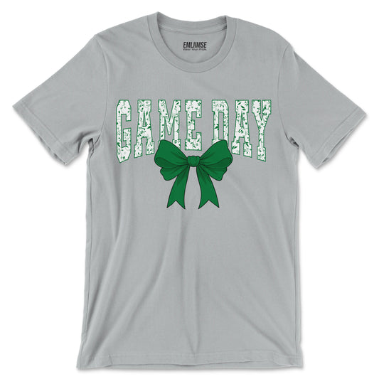 Floral Game Day Green Coquette Bow T-Shirt