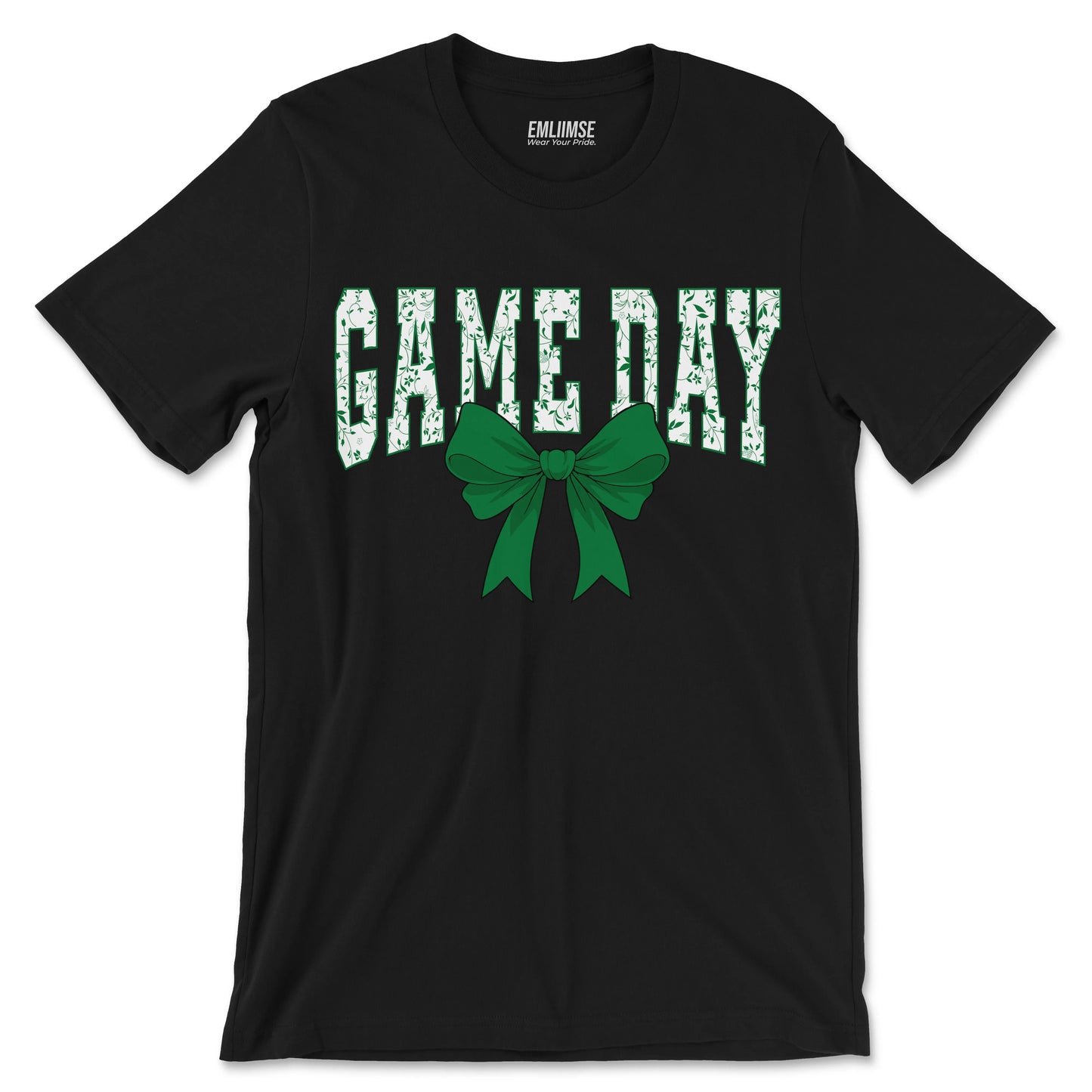 Floral Game Day Green Coquette Bow T-Shirt