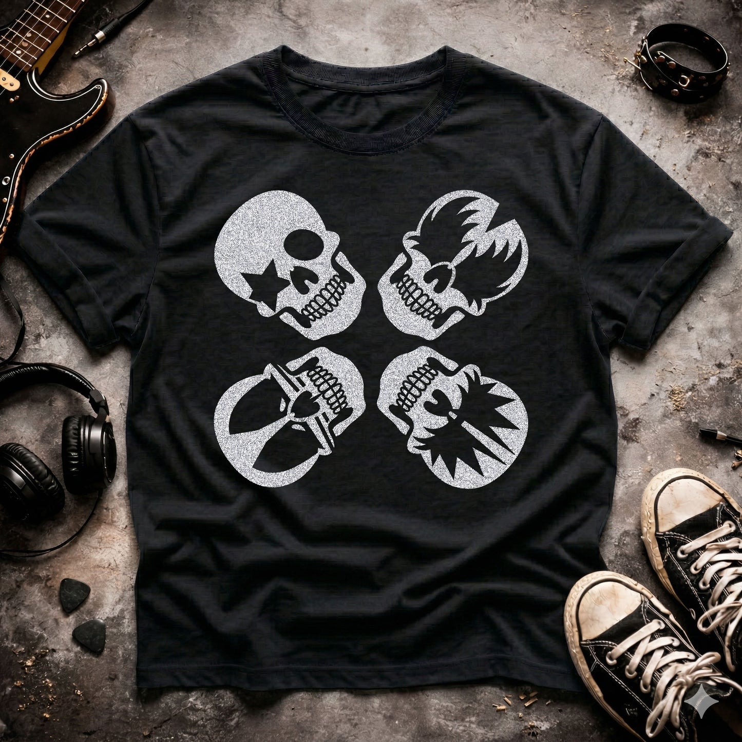 Rock Band Skulls T-Shirt