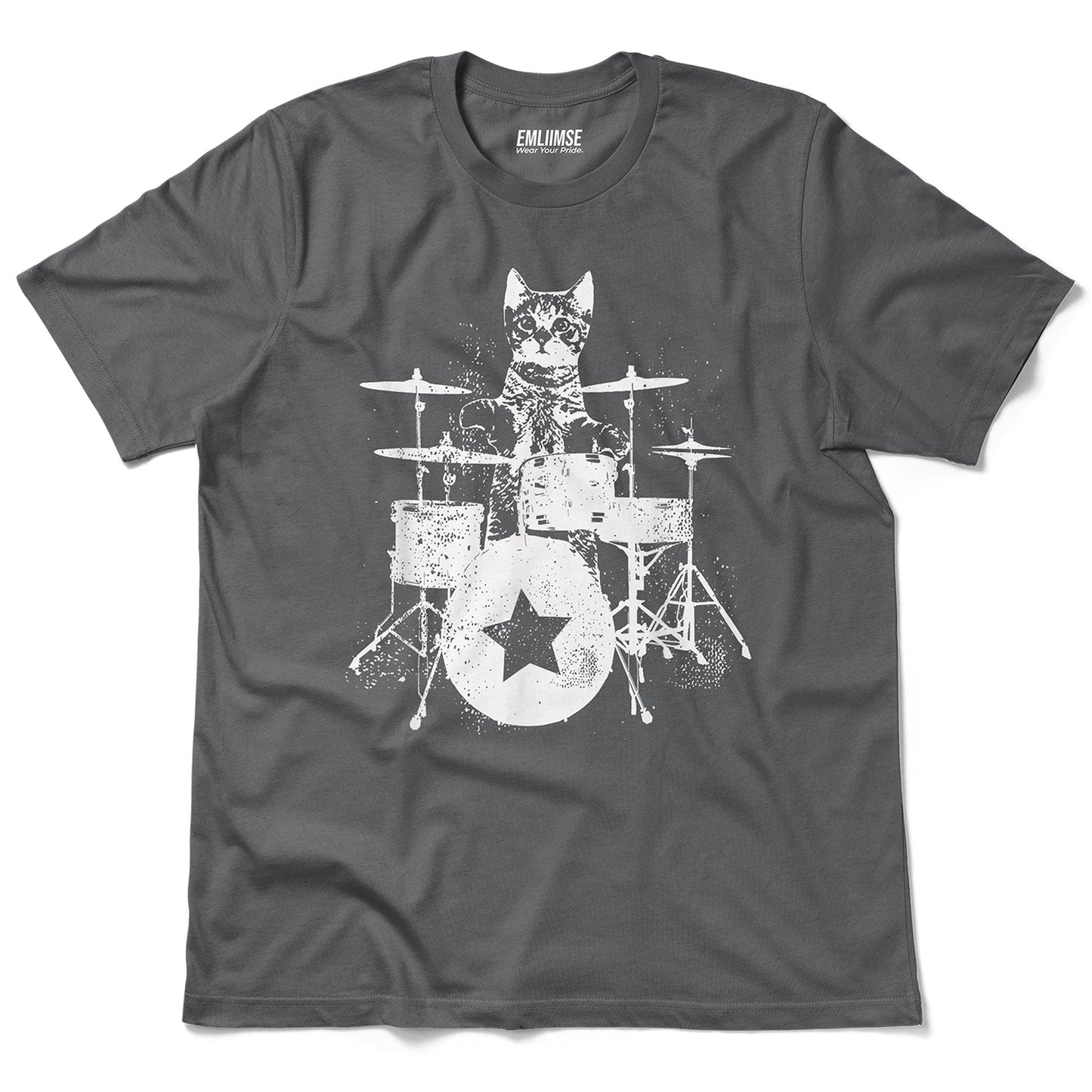 Punk Rock Cat Drummer T-Shirt