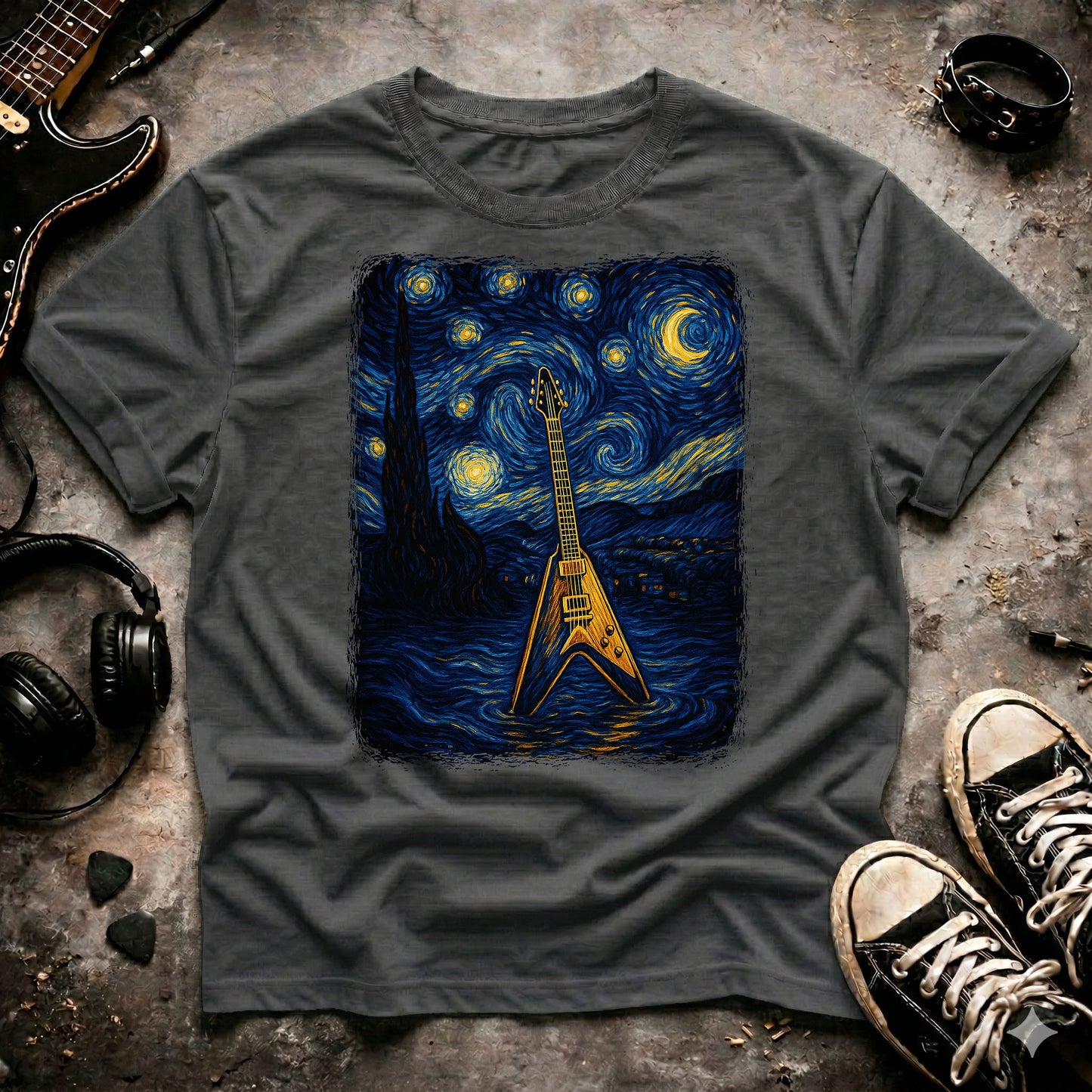 Rock Guitar Starry Night T-Shirt
