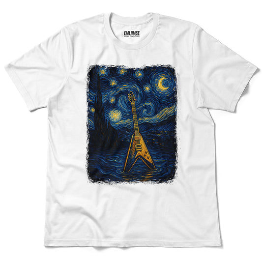 Rock Electric Guitar Starry Night T-Shirt