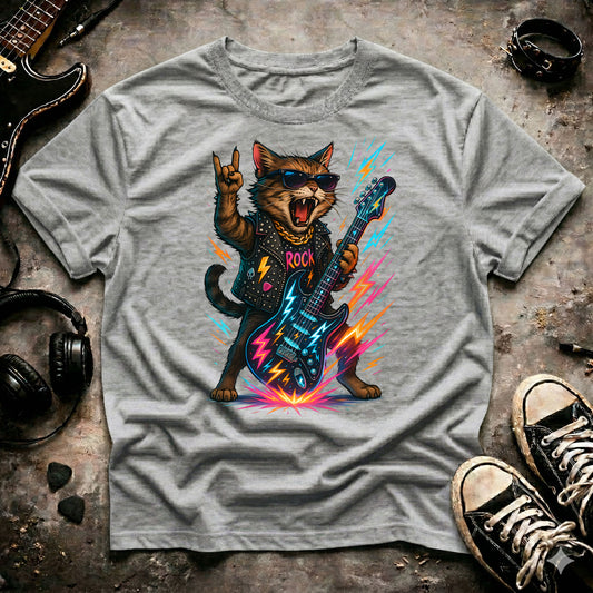 Rock Cat Neon Guitar T-Shirt