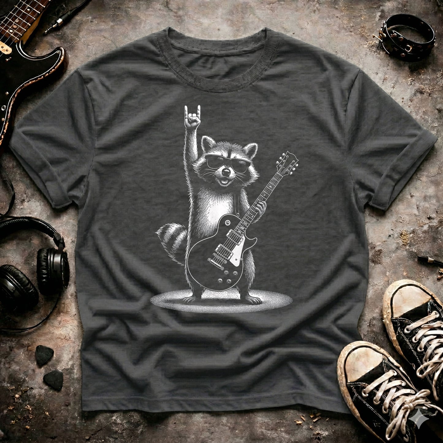 Rock On Raccoon Guitar T-Shirt