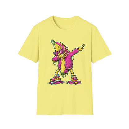 Dabbing Banana Baseball Pink Drip Art T-Shirt