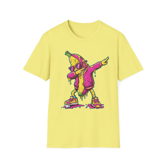 Dabbing Banana Baseball Pink Drip Art T-Shirt