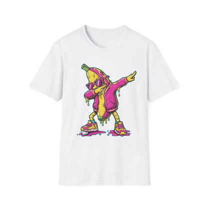 Dabbing Banana Baseball Pink Drip Art T-Shirt