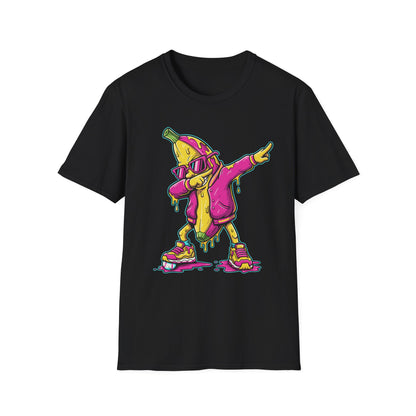 Dabbing Banana Baseball Pink Drip Art T-Shirt