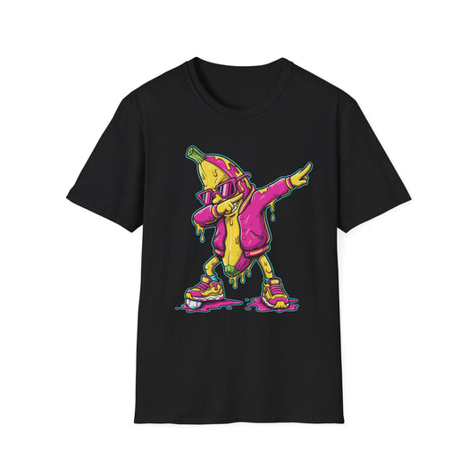 Dabbing Banana Baseball Pink Drip Art T-Shirt