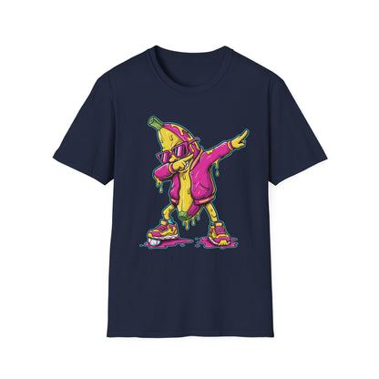 Dabbing Banana Baseball Pink Drip Art T-Shirt