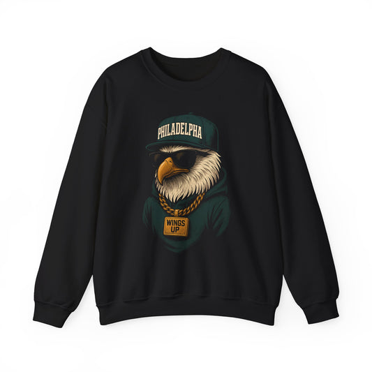 Eagle Mascot Wings Up Crewneck Sweatshirt