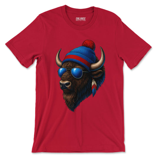 Wild Bison Wearing Beanie T-Shirt