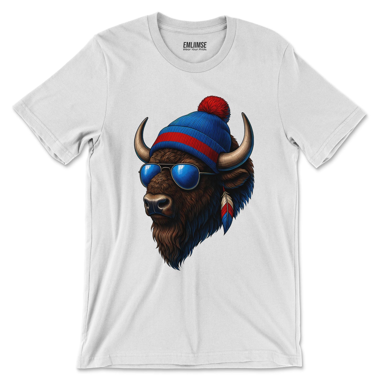 Wild Bison Wearing Beanie T-Shirt