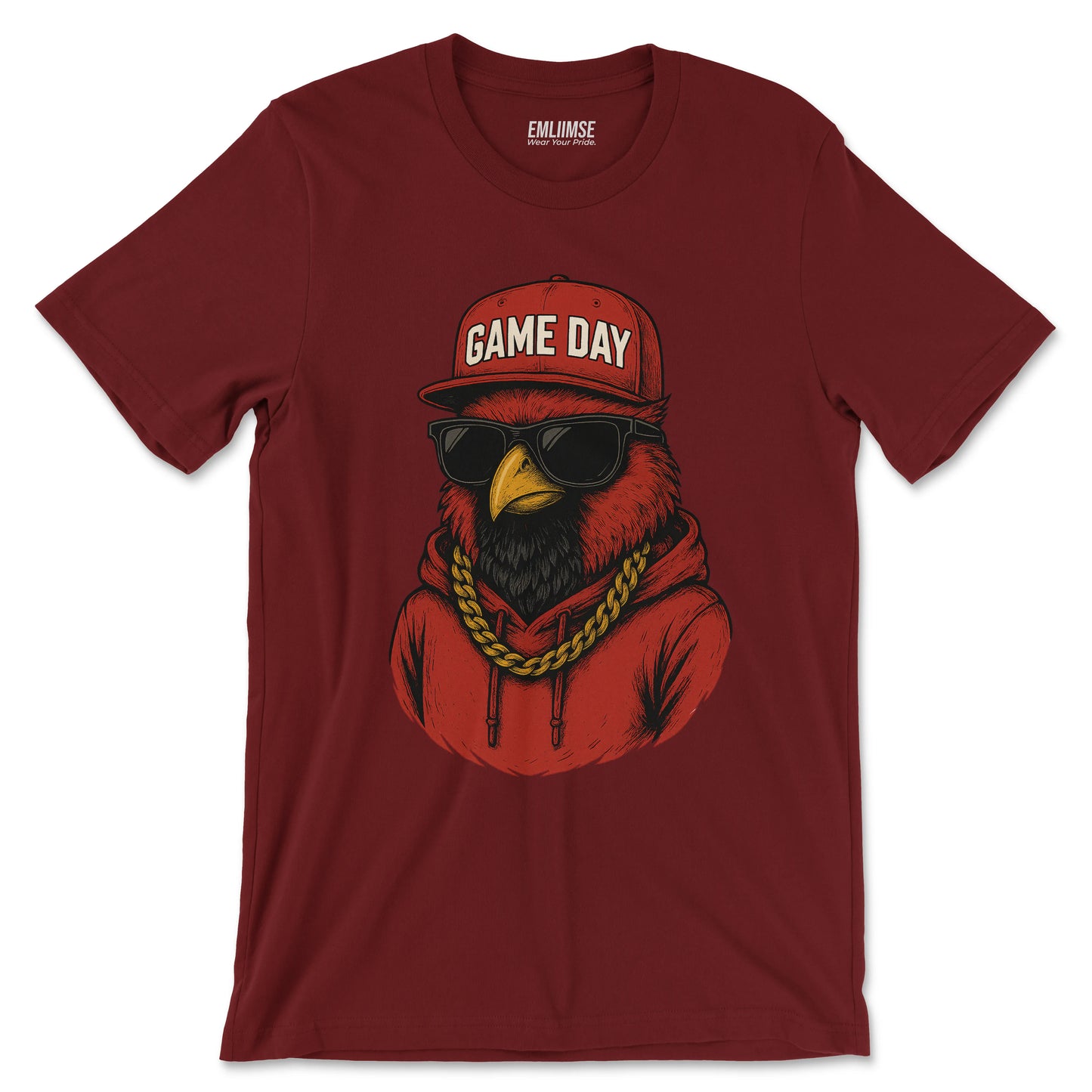 Cool Red Cardinal Bird Game Day T-Shirt