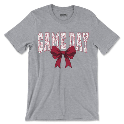 Floral Game Day Red Coquette Bow T-Shirt