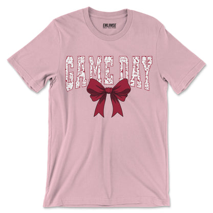 Floral Game Day Red Coquette Bow T-Shirt