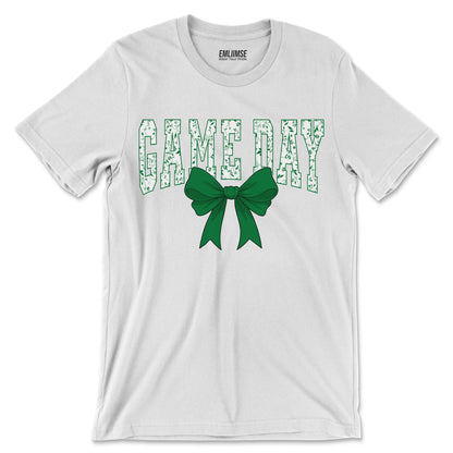 Floral Game Day Green Coquette Bow T-Shirt