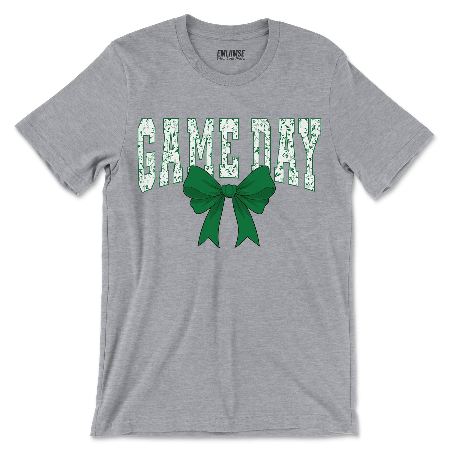 Floral Game Day Green Coquette Bow T-Shirt