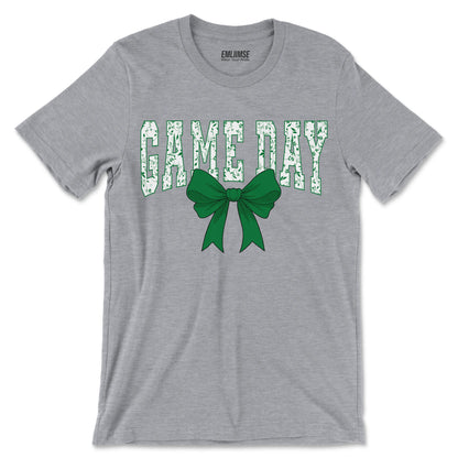 Floral Game Day Green Coquette Bow T-Shirt