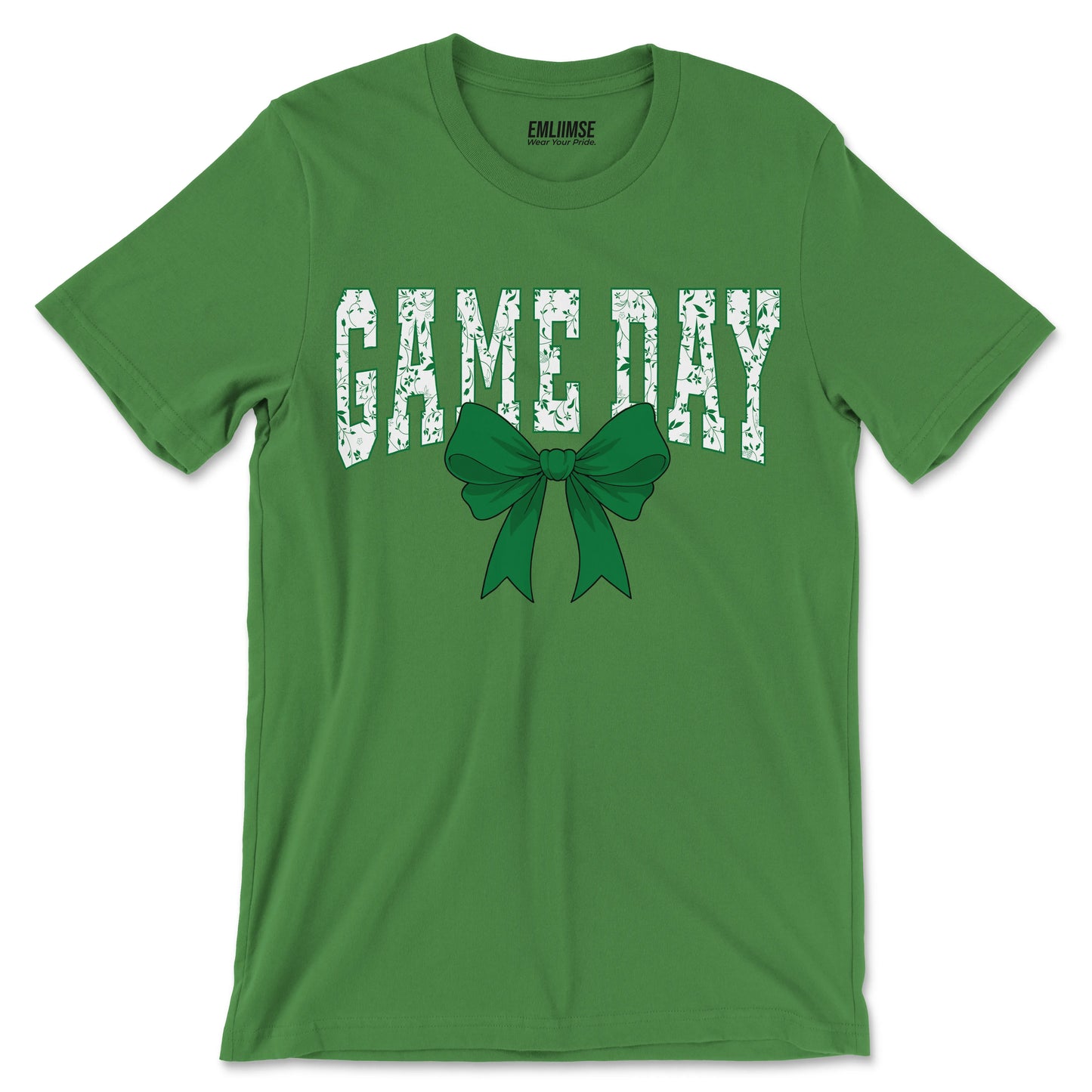 Floral Game Day Green Coquette Bow T-Shirt