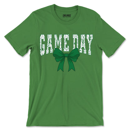 Floral Game Day Green Coquette Bow T-Shirt