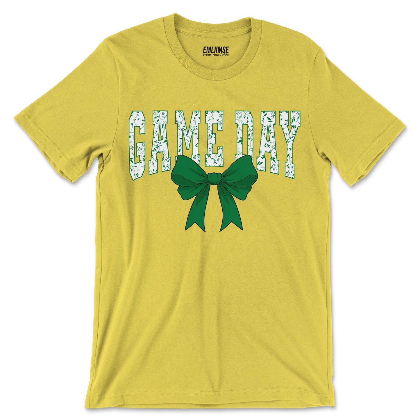 Floral Game Day Green Coquette Bow T-Shirt