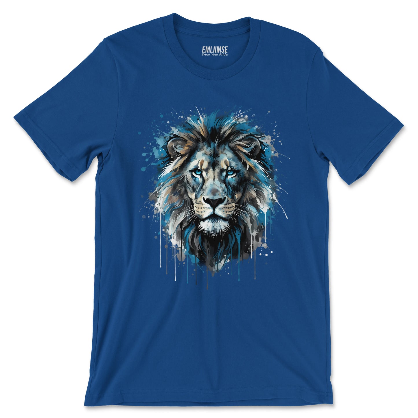 Blue Lion Paint Art T-Shirt
