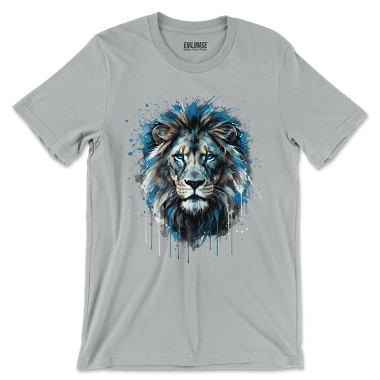 Blue Lion Paint Art T-Shirt