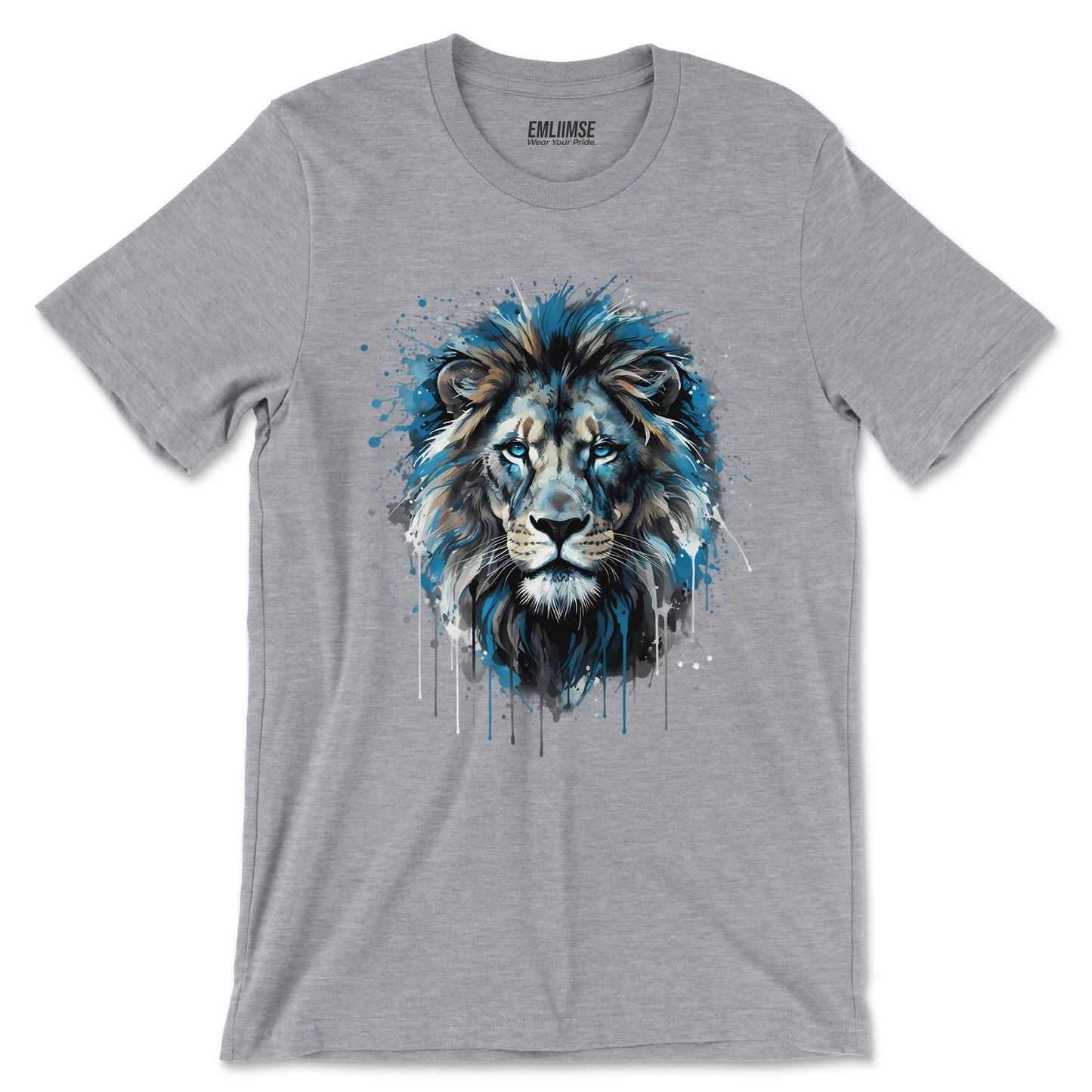 Blue Lion Paint Art T-Shirt