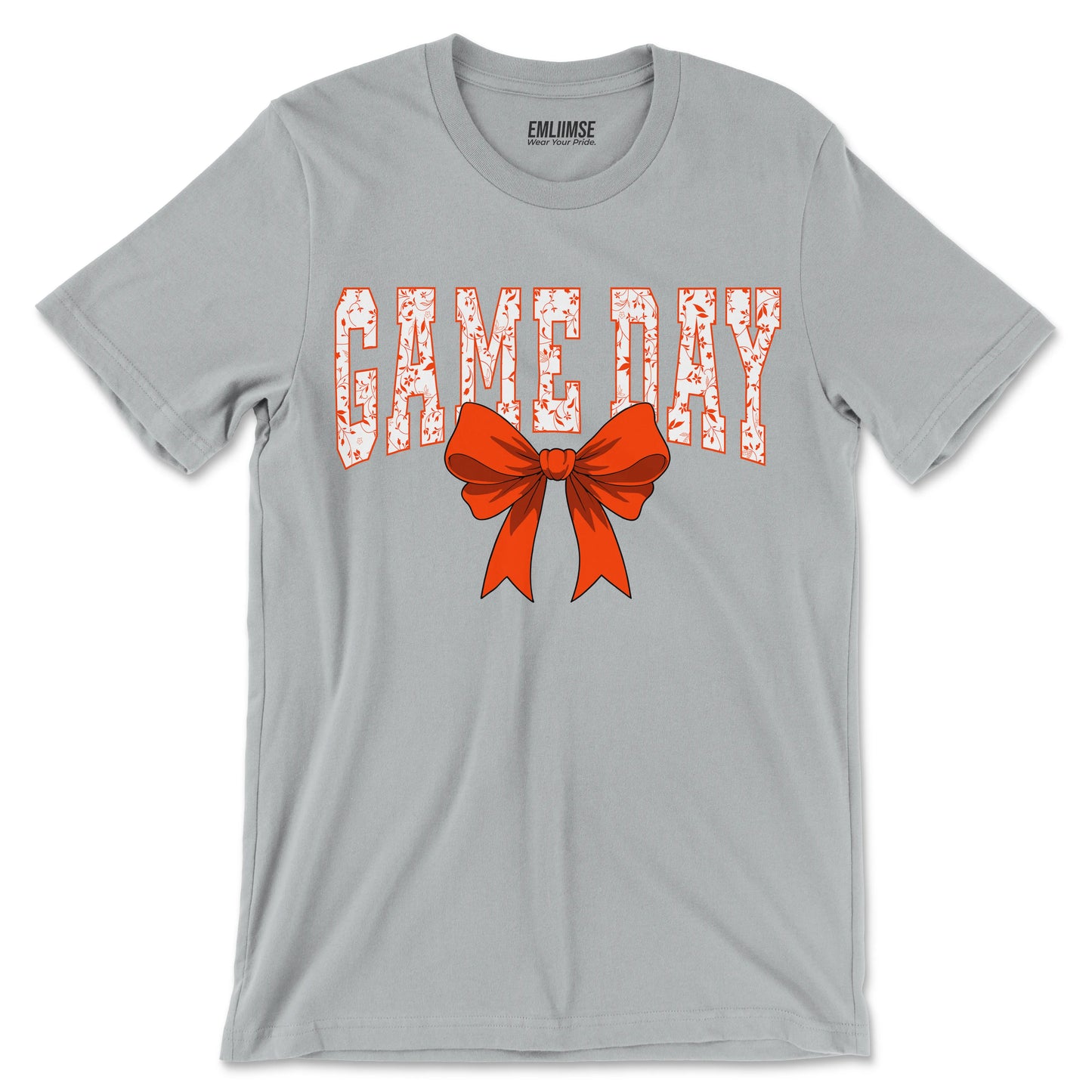 Floral Game Day Orange Coquette Bow T-Shirt