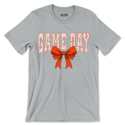 Floral Game Day Orange Coquette Bow T-Shirt