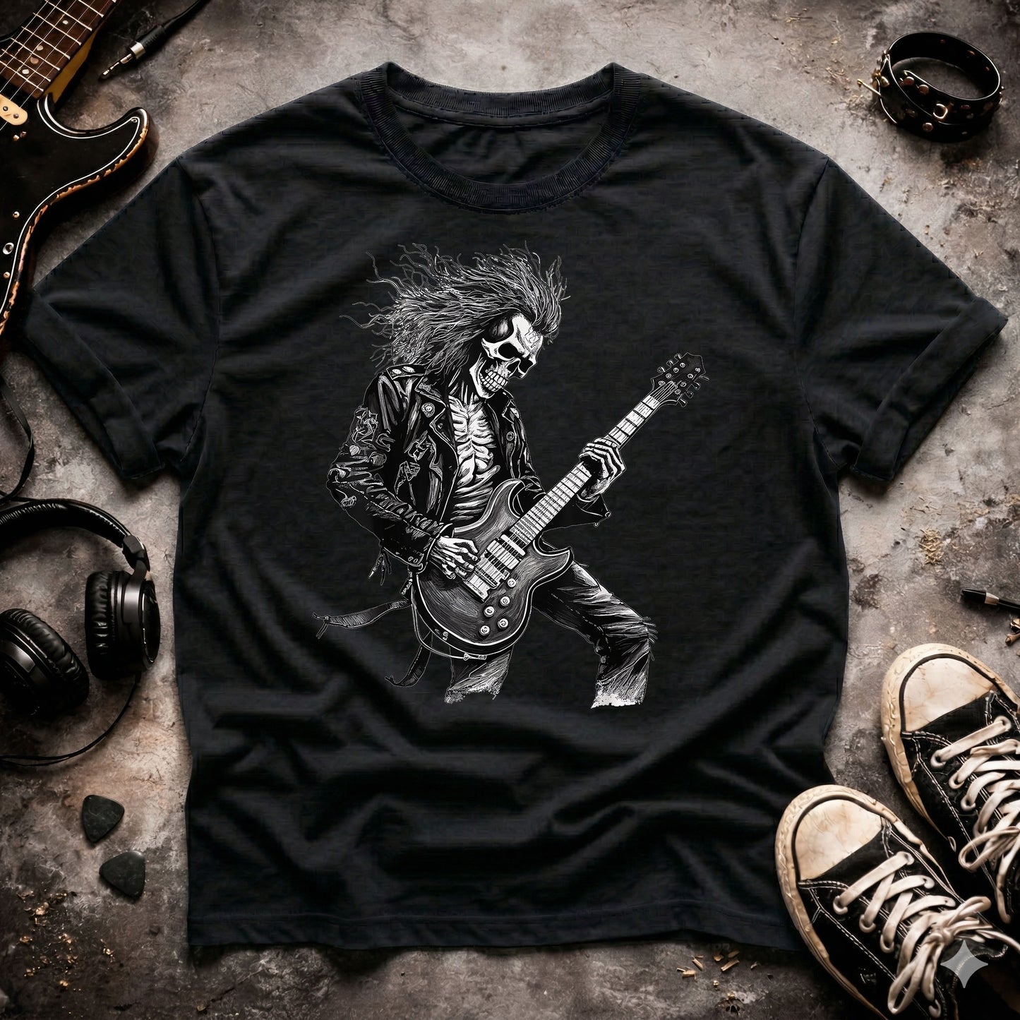 Rock Skeleton Guitarist T-Shirt