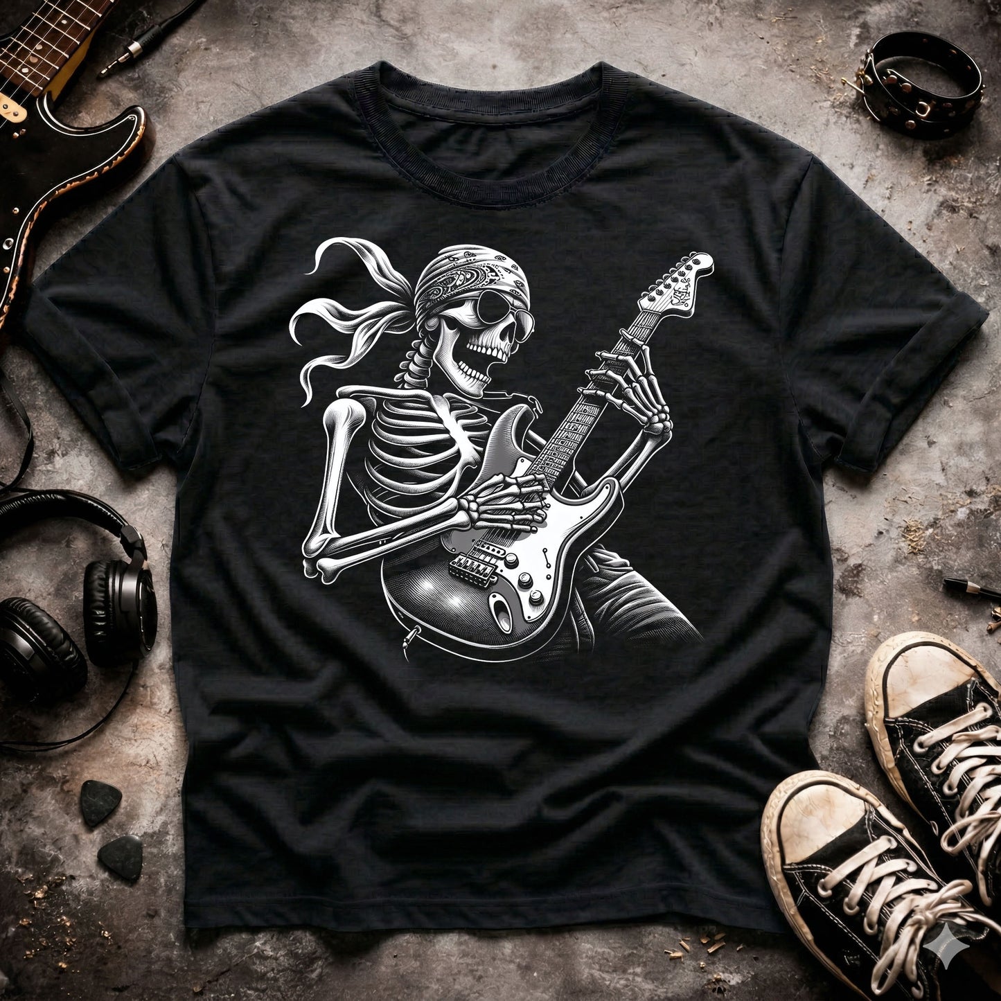 Rock Skeleton Guitarist T-Shirt