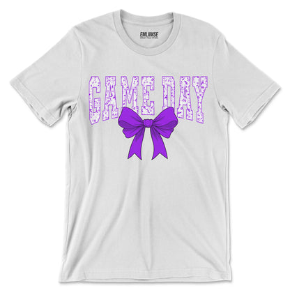 Floral Game Day Purple Coquette Bow T-Shirt