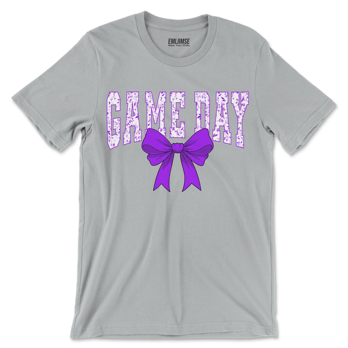 Floral Game Day Purple Coquette Bow T-Shirt