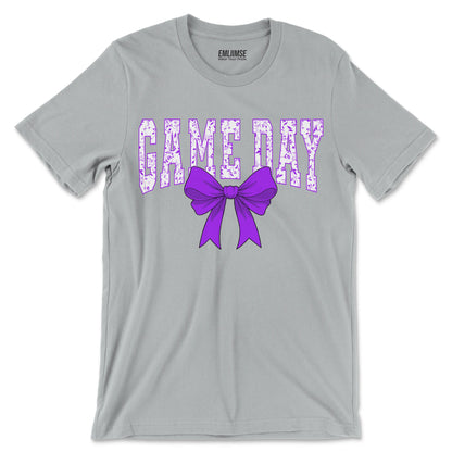 Floral Game Day Purple Coquette Bow T-Shirt