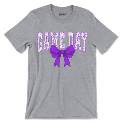 Floral Game Day Purple Coquette Bow T-Shirt