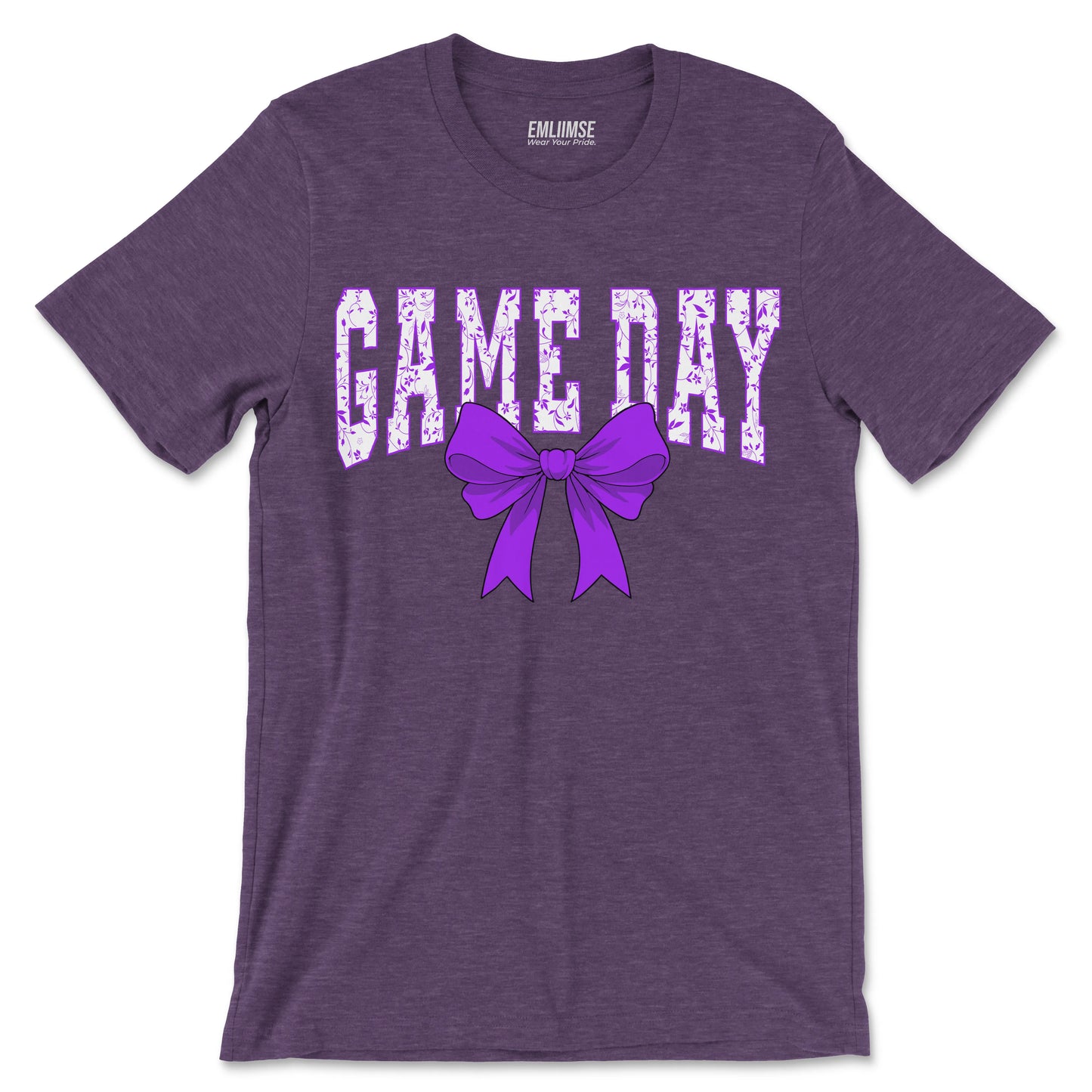 Floral Game Day Purple Coquette Bow T-Shirt