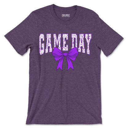 Floral Game Day Purple Coquette Bow T-Shirt