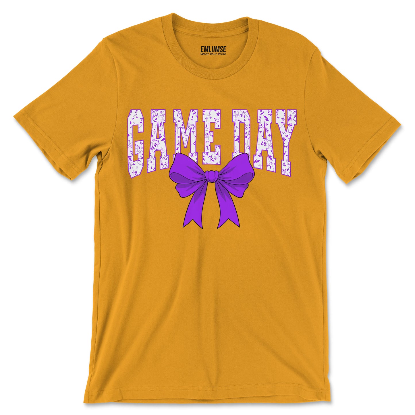 Floral Game Day Purple Coquette Bow T-Shirt