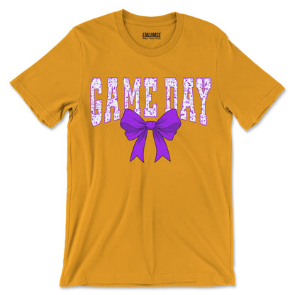 Floral Game Day Purple Coquette Bow T-Shirt