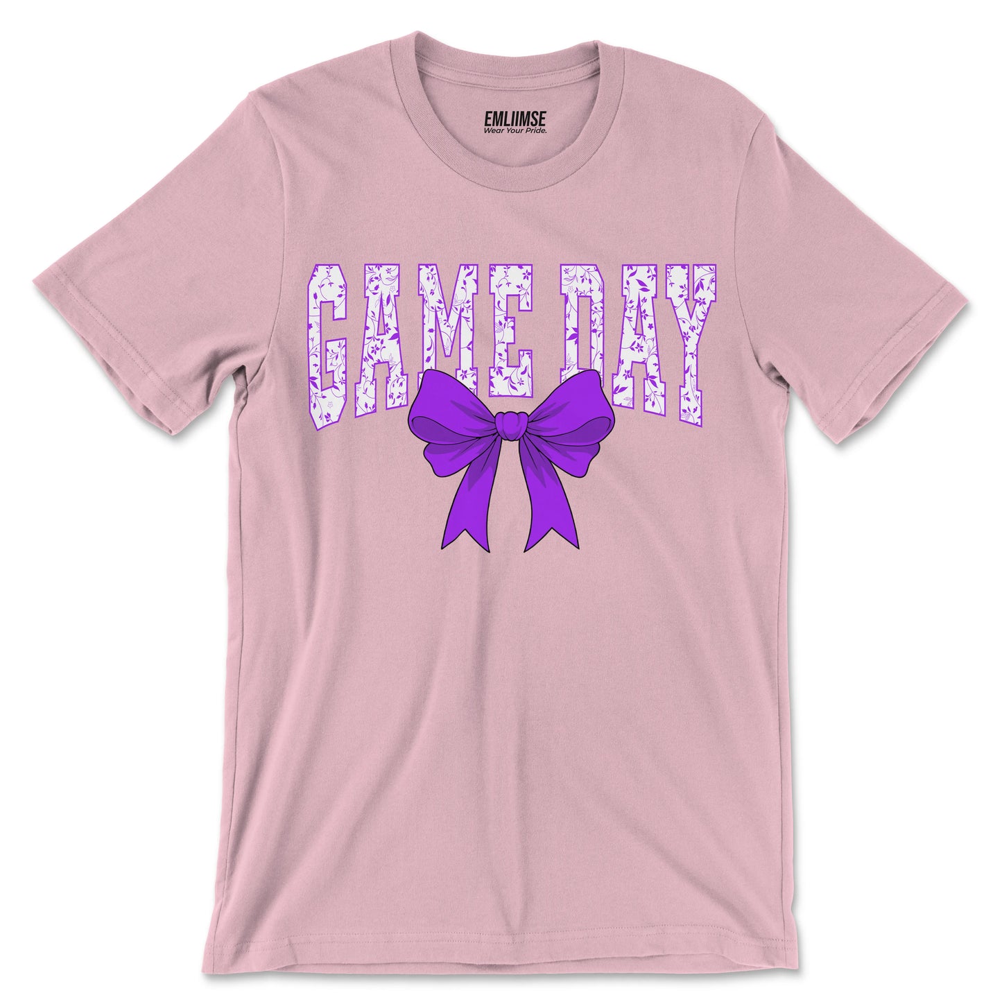 Floral Game Day Purple Coquette Bow T-Shirt