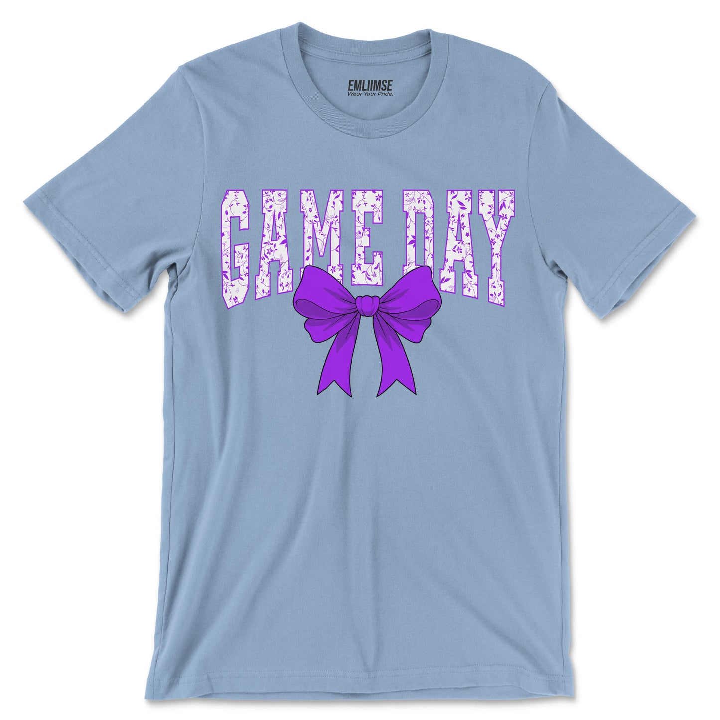 Floral Game Day Purple Coquette Bow T-Shirt